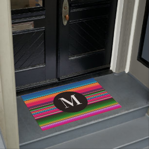 Mexicaanse dekenfeest strepen monogram serape deurmat