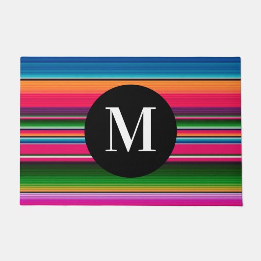 Mexicaanse dekenfeest strepen monogram serape deurmat (Voorkant)