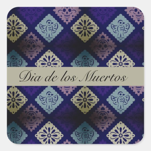 Mexicaanse Dia de los Muertos aanpasbaar Vierkante Sticker (Voorkant)