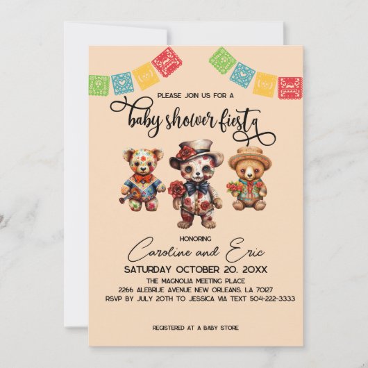 Mexicaanse Día de los Muertos Baby shower Fiesta Kaart (Voorkant)