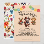 Mexicaanse Día de los Muertos Baby shower Fiesta Kaart (Voorkant / Achterkant)