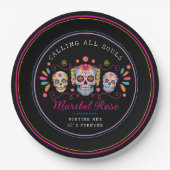 Mexicaanse Dia de los Muertos Sugar Skull Verjaard Papieren Bordje (Voorkant)