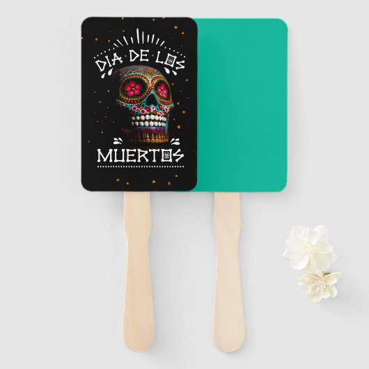 Mexicaanse dia van de dode skeleton Art Death Art Handwaaier (Voorkant en achterkant)