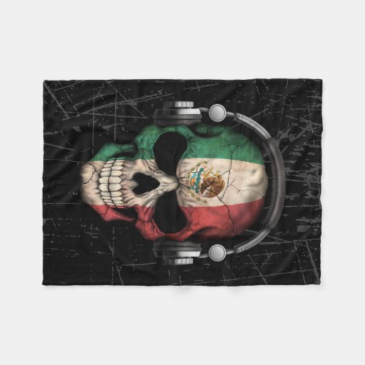 Mexicaanse dj-schedel met hoofdtelefoon fleece deken (Voorkant (Horizontaal))