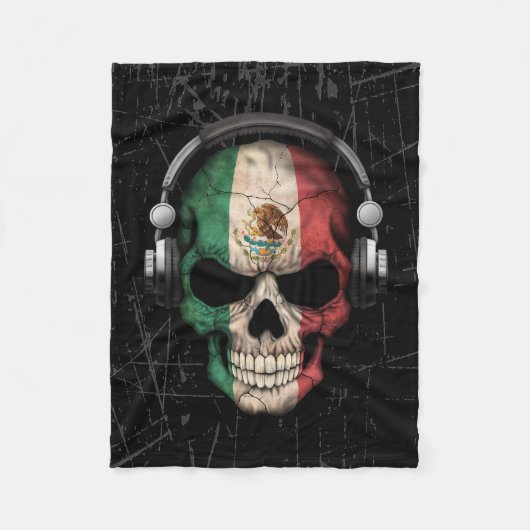 Mexicaanse dj-schedel met hoofdtelefoon fleece deken (Voorkant)
