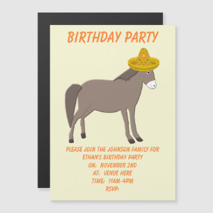 Mexicaanse Donkey Day of the Dead Custom Birthday Magnetische Uitnodiging