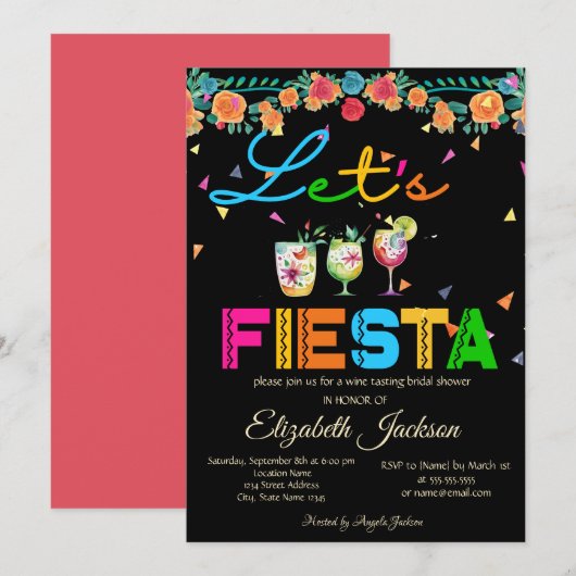 Mexicaanse Drankjes Fiesta Bruidsfeest Kaart (Voorkant / Achterkant)