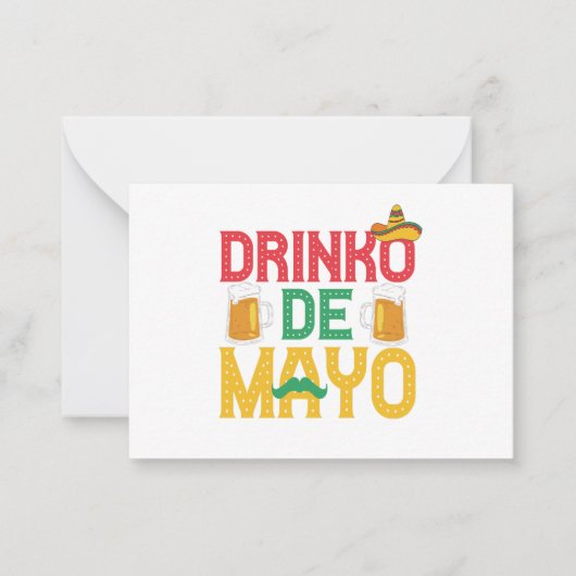 Mexicaanse Drinko de Mayo Grappig Cinco de Mayo Ca Notitiekaartje (Voorkant)