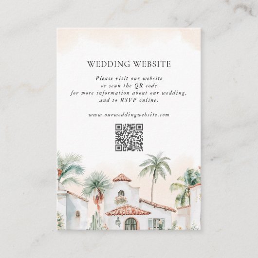 Mexicaanse Droombestemming QR Code Trouwdetails Informatiekaartje (Voorkant)