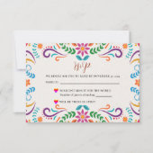 Mexicaanse Elegante Kleurrijke Bloemrijke Feesteli RSVP Kaartje (Voorkant)