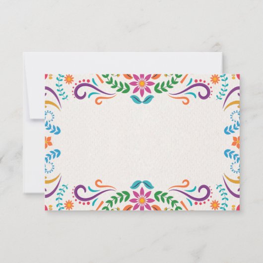 Mexicaanse Elegante Kleurrijke Bloemrijke Feesteli RSVP Kaartje (Achterkant)