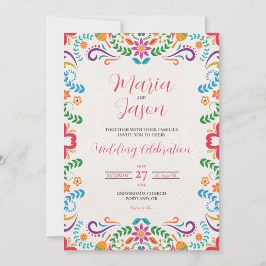 Mexicaanse Elegante Kleurrijke Floral Fiesta bruil Kaart (Voorkant)