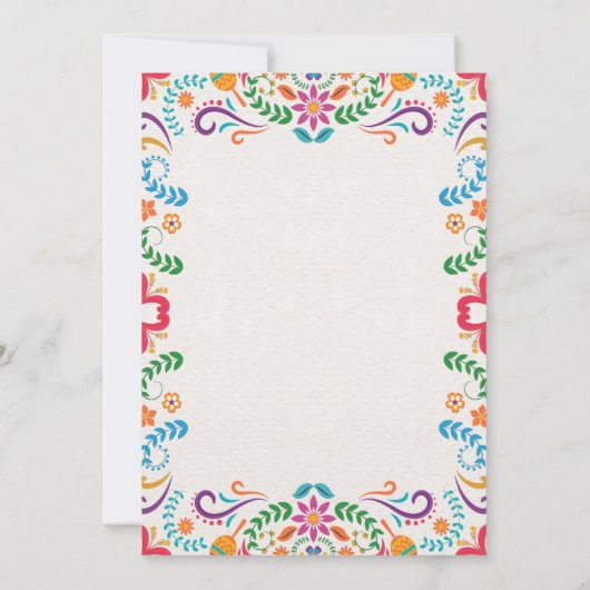 Mexicaanse Elegante Kleurrijke Floral Fiesta bruil Kaart (Achterkant)