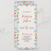 Mexicaanse Elegante Kleurrijke Floral Fiesta bruil Programmakaart (Voorkant / Achterkant)