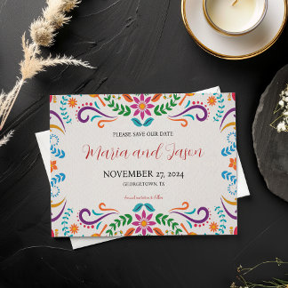 Mexicaanse Elegante Kleurrijke Floral Fiesta bruil Save The Date