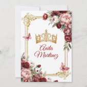 Mexicaanse elegante rode rozen vlinder quinceañera kaart (Achterkant)