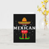 Mexicaanse Elf Kerstmis Sombrero Feliz Navidad Cad Kaart (Gele Bloem)