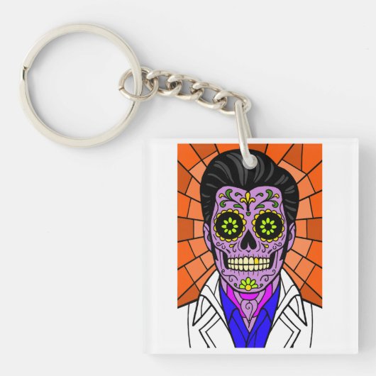 Mexicaanse Elvis Glas-in-lood Sleutelhanger (voorkant)
