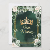 Mexicaanse Emerald Groen & Ivoor Wit Quinceañera Kaart (Achterkant)