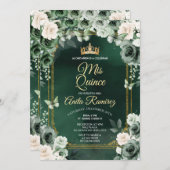 Mexicaanse Emerald Groen & Ivoor Wit Quinceañera Kaart (Voorkant / Achterkant)