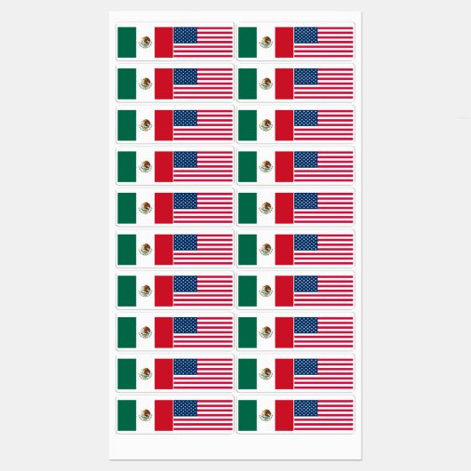 Mexicaanse en Amerikaanse vlag Labels (Vel)