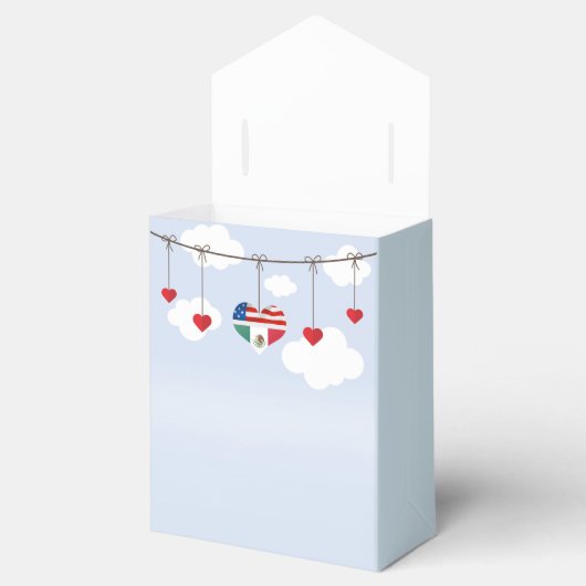 Mexicaanse en Amerikaanse vlaggen en harten bruilo Bedankdoosjes (Geopend)