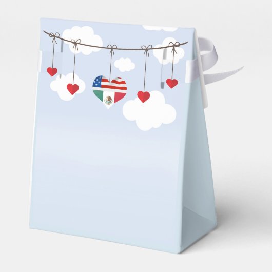 Mexicaanse en Amerikaanse vlaggen en harten bruilo Bedankdoosjes (Achterkant)