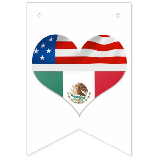 Mexicaanse en Amerikaanse vlaggen en hartenbruilof Vlaggetjes (Derde vlag)