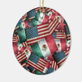 Mexicaanse en Amerikaanse vlaggen Keramisch Ornament (Links)