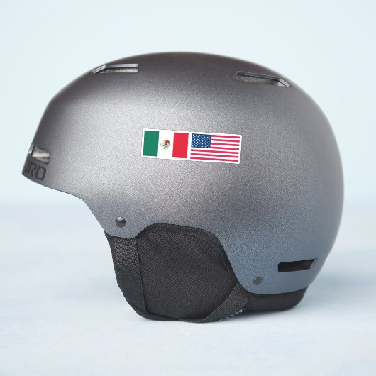 Mexicaanse en Amerikaanse vlaggen Naast elkaar Sticker (Helm Zijkant)