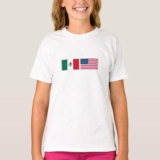 Mexicaanse en Amerikaanse vlaggen naast elkaar T-shirt (Voorkant)