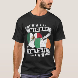 Mexicaanse en Ierse Vlag half Mexicaans half Iers T-shirt