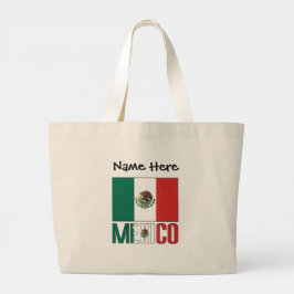 Mexicaanse en Mexicaanse vlag met Jouw naam Grote Tote Bag