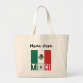 Mexicaanse en Mexicaanse vlag met Jouw naam Grote Tote Bag (Voorkant)
