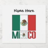 Mexicaanse en Mexicaanse vlag met Jouw naam Sparkling Wijnetiket (Enkel label)