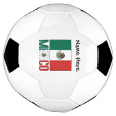 Mexicaanse en Mexicaanse vlag met Jouw naam Voetba Voetbal (Gedraaid)