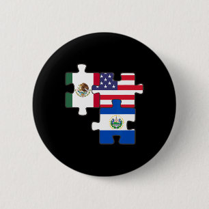 Mexicaanse en Salvadoraanse wortels plus de vlag v Ronde Button 5,7 Cm