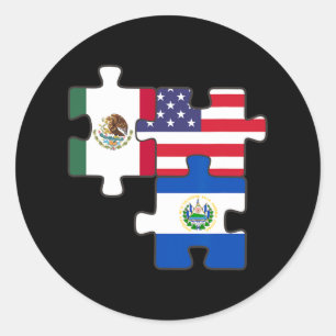 Mexicaanse en Salvadoraanse wortels plus de vlag v Ronde Sticker