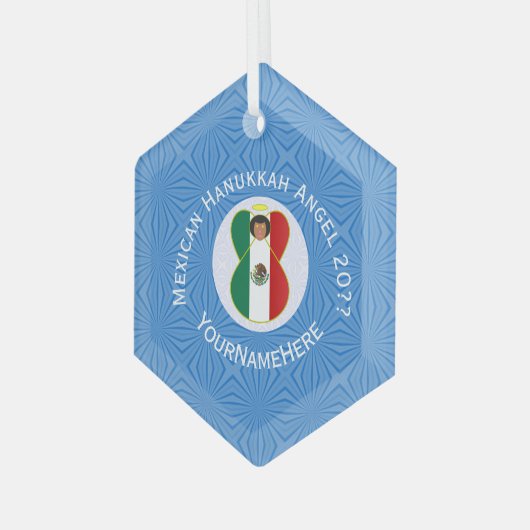 Mexicaanse engel Chanoeka vlag gepersonaliseerd Glas Ornament (Voorkant links)