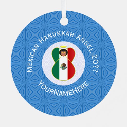 Mexicaanse engel Chanoeka vlag gepersonaliseerd Metalen Ornament (Achterkant)