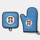 Mexicaanse engel Chanoeka vlag gepersonaliseerd Ovenwant & Pannenlap Set (Voorkant)