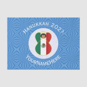 Mexicaanse engel Hanukkah-vlag gepersonaliseerd ca Tissuepapier