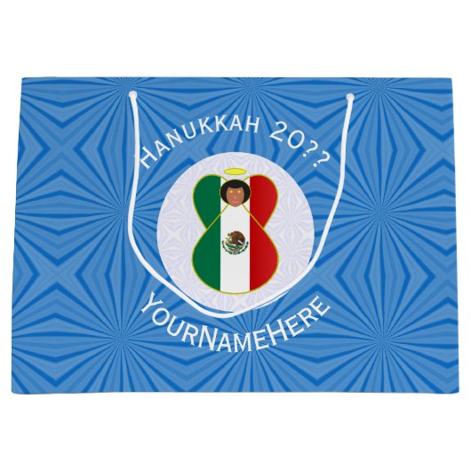 Mexicaanse Engel Hanukkah Vlag Gepersonaliseerd Groot Cadeauzakje (Voorkant)