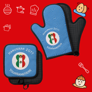 Mexicaanse Engel Hanukkah Vlag Gepersonaliseerd  Ovenwant & Pannenlap Set