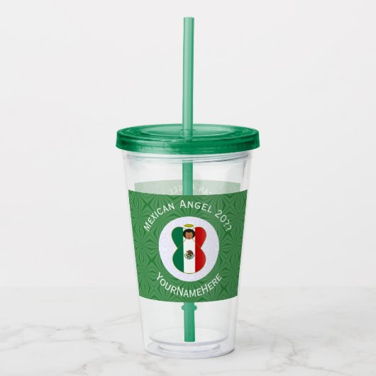 Mexicaanse engel kerst vlag gepersonaliseerd acryl drinkbeker (Voorkant)