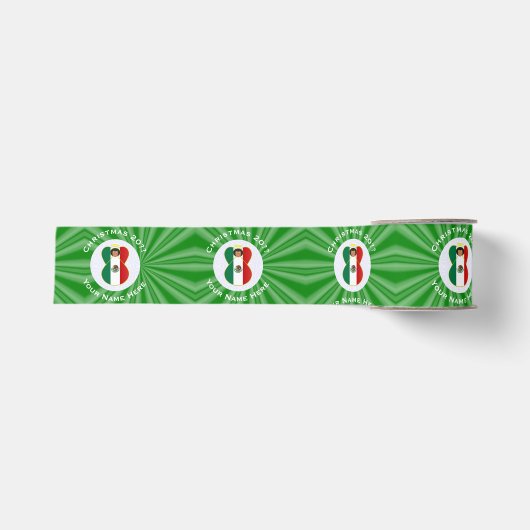 Mexicaanse engel kerst vlag gepersonaliseerd grosgrain lint (Voorkant)