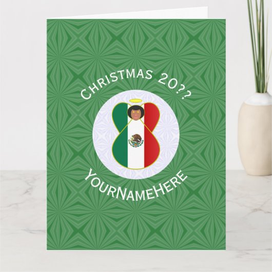 Mexicaanse engel kerst vlag gepersonaliseerd kaart (Voorkant)