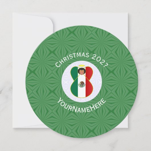 Mexicaanse engel kerst vlag gepersonaliseerd  kaart (Voorkant)