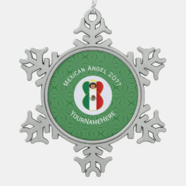 Mexicaanse engel kerst vlag gepersonaliseerd tin sneeuwvlok ornament
