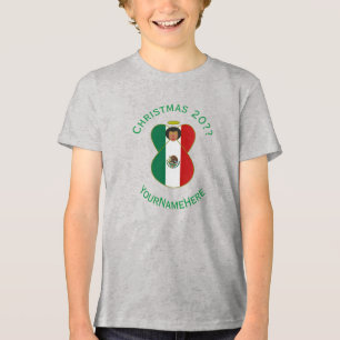Mexicaanse engel kerst vlag persoonlijk jongens Tri-Blend shirt